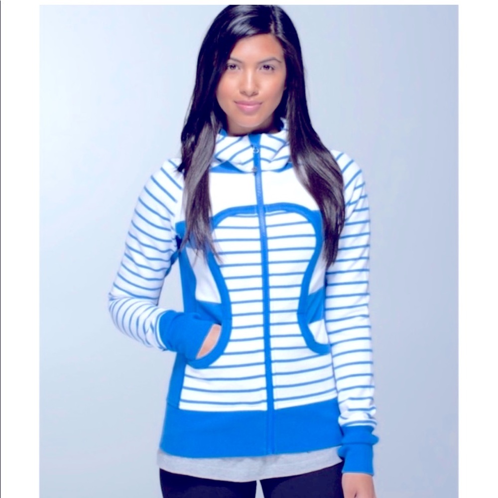 Lululemon Scuba Sweater Jacket Striped Blue White